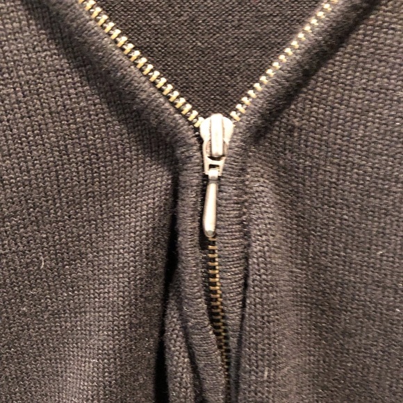 Coldwater Creek Large 14/16 Black Ribbed Knit Blouse 1/4 Zip S/S Zipper Pockets - Picture 5 of 7